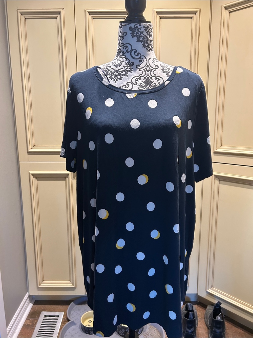 Addition Elle Navy Polka Dot V-Neck Top